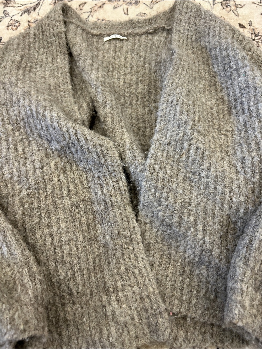 NWOT NEUFLORA Open-Front Taupe Chunky Knit Cardigan Sweater - Picture 4 of 5